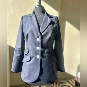 STYLE PARIS Susan Sutherland Navy Super 170s Wool Blazer Made in France